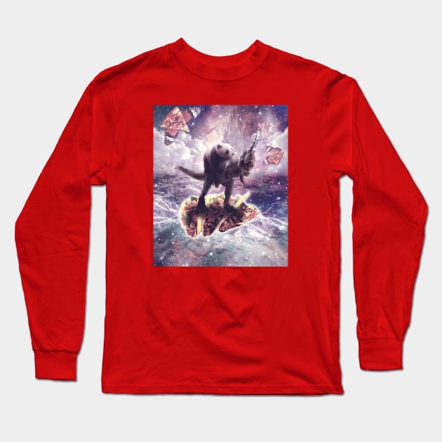 Panda Riding Unicorn Dinosaur on Taco Long Sleeve T-Shirt by Random Galaxy